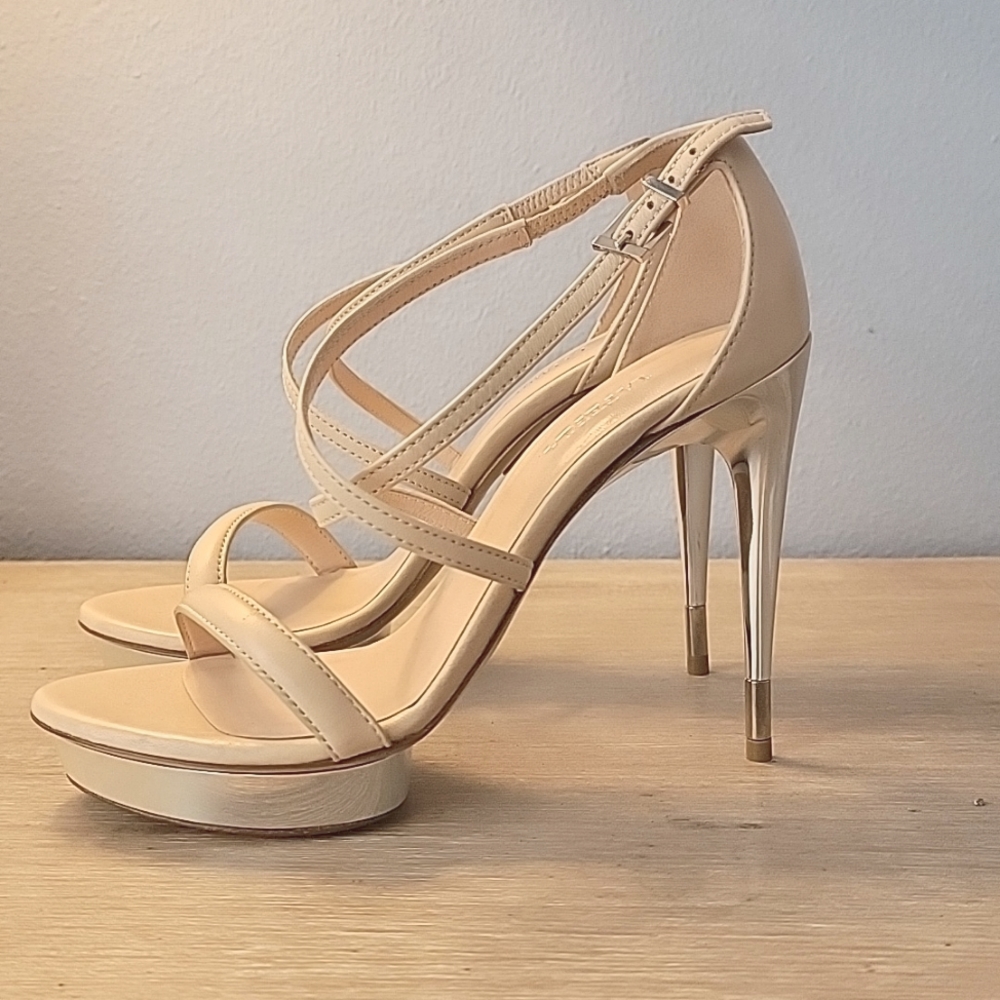La Perla cream leather platform Stilleto heels sandal size 6